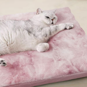 Tempat tidur hewan peliharaan ramah lingkungan, bulu kelinci Faux merah muda busa tebal besar tempat tidur kucing dan anjing - Product Image 3