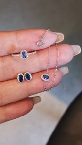 Ensemble de bijoux fins Xinfly en or 18 carats avec rubis, saphir, diamants naturels, collier et boucles d'oreilles pour mariage, fiançailles, cadeau spécial - Product Image 4