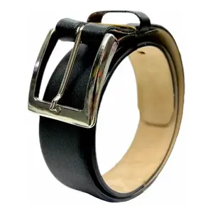 Genuine Leather <b>Belt</b> For Men Classic Casual Style With Copper Double Prong Buckle 3.5 Cm <b>Wide</b> Solid Color Cow Hide <b>Belt</b> By The D - Product Image 4