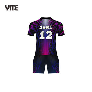 Venta al por mayor de alta calidad de sublimación completa negro y púrpura Rugby uniforme nuevo diseño personalizado Rugby desgaste personalizado jugador de Rugby - Product Image 3