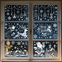 Autocollants de Noël pour fenêtre, 6 pièces, petits autocollants en PVC pour vitrine, décoration de Noël réutilisable pour la maison, rennes, flocons de neige
