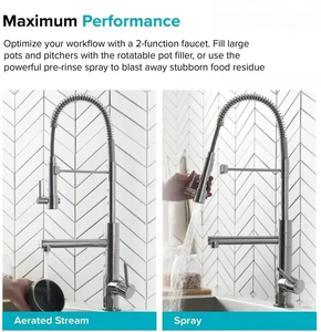 Grifo de cocina Monomando de preenjuague de estilo comercial con relleno de olla en grifo mezclador de cocina extraíble con resorte de punto - Product Image 4