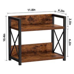 Iron Wood Double Layer Storage <b>Rack</b> For <b>Kitchen</b> Countertop Food Condiment Organization 2 Tier Shelf - Product Image 3