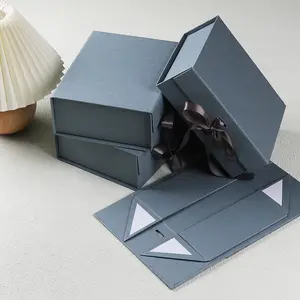 Luxury Printed Cosmetic Magnetic Folding Storage Paper Gift Box Packaging For Magnetic Paper Foldable Gift Box