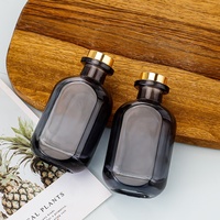 Bouteille diffuseur à roseaux en verre 100ml 200ml 500ml, diffuseur à roseaux conique en verre gris fumé, bouteilles diffuseurs minimalistes pour aromathérapie