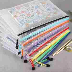 Custom Waterproof Plastic Document Bag Mesh Zipper Pouch Transparent <b>File</b> Folder for School Office Supplies <b>A4</b> Pvc <b>File</b> Bag - Product Image 4