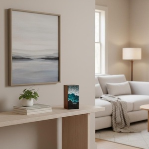 Compre urna de cremación con resina epoxi multicolor y superficie pulida de madera artesanal. Urna de cremación en venta por exportadores. - Product Image 1