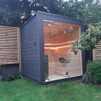 5-7 personnes en gros extérieur baril Cube Sauna Maison en bois avec porte en verre miroir