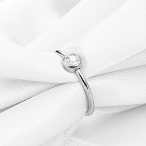 Minimalist MECYLIFE 2MM Thin Stainless Steel Ring - 18K Gold Plated Single Zircon Trendy Couple <b>Wedding</b> Band <b>Accessories</b> - Product Image 4