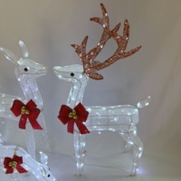 JINYUE Ensemble de 3 figurines de rennes de Noël en fer forgé, éclairées par LED, étanches IP44, écologiques, à commande manuelle, pour l'extérieur