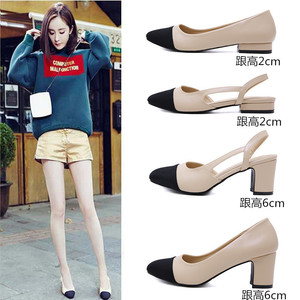 Nouvelles sandales Baotou à talons épais et assortis pour femmes, grandes tailles, à <span class=keywords><strong>talon</strong></span> plat ou haut - Product Image 3