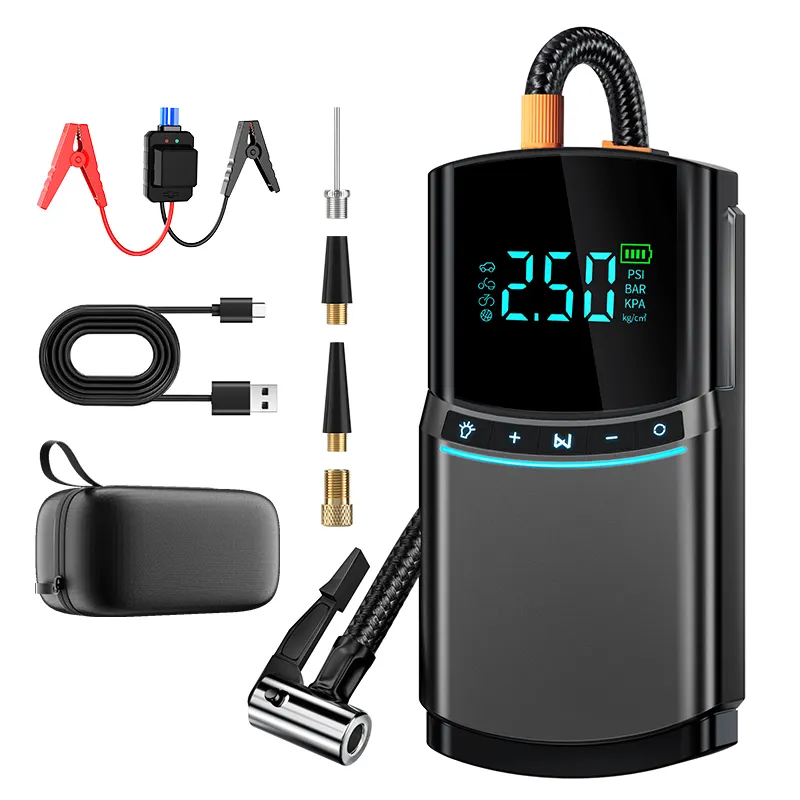 Auto Jump Starter 12000Mah Start 35 Keer Digitale Band Inflator Accu Pack Auto Power Bank Met Slimme Jumper Kabel