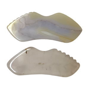 Herramienta Facial Gua Sha de Ágata Gris Natural, Masajeador de Piedra con Borde Irregular Personalizado - Product Image 6
