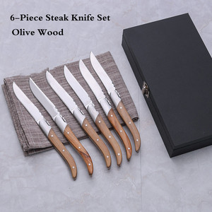 Ensemble de <span class=keywords><strong>couteau</strong></span> <span class=keywords><strong>et</strong></span> de <span class=keywords><strong>fourchette</strong></span> à steak, manche en bois, en acier inoxydable, <span class=keywords><strong>laguiole</strong></span> ensemble de couteaux à steak en bois boîte cadeau - Product Image 4
