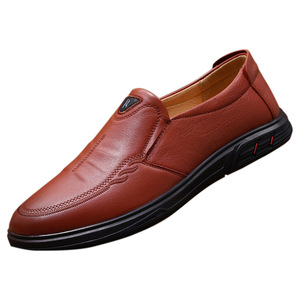 Men's Genuine Cow Leather Loafers Round Toe Slip On <b>Soft</b> Sole Comfortable Business Casual <b>Shoes</b> Walking Style - Product Image 4