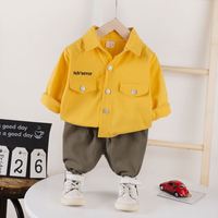 <strong>Best</strong> <strong>Selling</strong> Premium <strong>Kids</strong> <strong>Boys</strong> Long Sleeve Lapel Letters Pocket Shirt Childrens Pure Color Pants Suits
