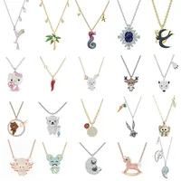 Collier en cristal inspiré des dessins animés, entièrement serti de diamants, pour femmes, avec pendentif mignon en forme d'animal (Licorne, Renne, Hello Kitty), bijou cadeau