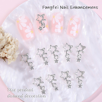 Nouveau design français luxueux, breloques 3D pour ongles, pendentif étoile brillant en cristal, breloques étoiles en métal non toxiques pour DIY