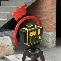 Niveau laser rotatif professionnel industriel DIY 4D 16 lignes, faisceau vert, batterie au lithium 18650, pendule