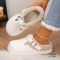 Mules en fourrure imperméables en EVA pour femmes, hiver 2026, avec boucle métallique, pantoufles chaudes en peluche, semelle épaisse et souple, antidérapantes pour l'intérieur
