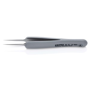Pince à épiler de précision Knipex 92 21 13 ESD en acier inoxydable de qualité supérieure, manipulation électronique sécurisée ESD - Product Image 1