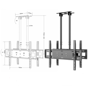 Support de montage au plafond TV de qualité commerciale pour restaurants et hôpitaux Conception rabattable mince Charge 110lbs Fit 26-77 pouces Écrans - Product Image 5