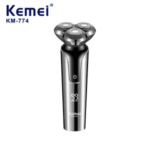 KEMEI impermeabile uomo rasoio elettrico Km-774 portatile barba uomo rasoio bagnato e asciutto barba barba barba con 3 teste