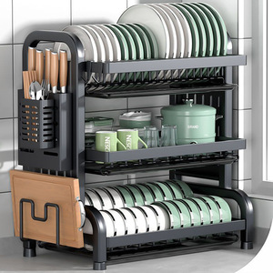 Étagère de cuisine multifonctionnelle avec poignée, taille L, égouttoir pour assiettes, couteaux, baguettes, organisateur de rangement - Product Image 5