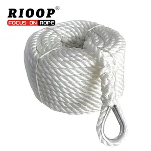 4 mm 12 mm 16 mm 24 mm 100 m 200 m Doppelgeflecht Polyester Nylon Seil Ankerleine mit 316 Edelstahl Daumen für Boot