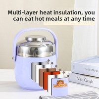 Boîte à lunch portable à double compartiment en acier inoxydable 304 isolée - Utilisation au bureau 1,5 L Facile à utiliser pour tous