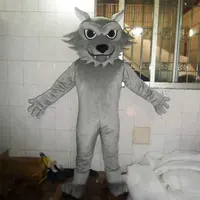 Costume de mascotte de loup gris de plaisir CE pour la fête