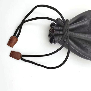 Sac seau en cuir véritable avec logo personnalisé par sublimation, petit sac à cordon noir, sacs cadeaux, plateaux EDC - Product Image 3