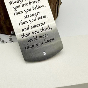Stainless Steel Military <b>Dog</b> <b>Tag</b> <b>Necklace</b> With Engraved Quote 23.2+5cm Chain For Gift Business Wear - Product Image 2