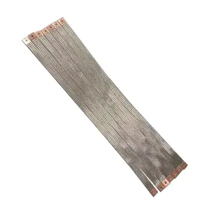Bare copper braid strap with ferrules flexible copper connect wire grounding strap