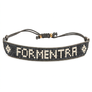 Bracelet à perles géométriques en alliage, style bohème, bijoux unisexes, motif gris et blanc, bracelet réglable - Product Image 1