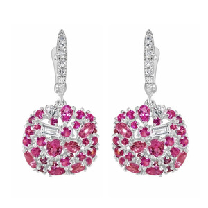 Orecchini a Cerchio con Cristalli Rossi per Donne, Eleganti Accessori per Uso Quotidiano e Feste - Product Image 2
