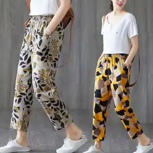 Loose pants female summer thin section nine points radish cotton casual pants large size mother pants