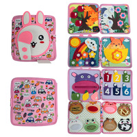 Jouet pour enfant personnalisé rose, jouets Montessori éducatifs, cadeaux de voyage, cadeaux de Noël, cadeaux d'anniversaire, mon livre d'activités sur le thème du lapin pour les tout-petits de 1 à 3 ans