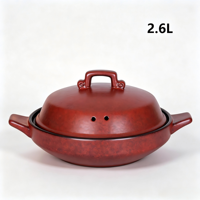 Pot en céramique rétro durable de 2,6 L avec couvercle en dôme, résistant à la chaleur, antiadhésif, écologique, passe au lave-vaisselle, compatible avec les cuisinières à induction et à gaz