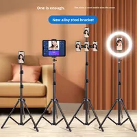 Support de téléphone en aluminium Live Streaming Trépied Portable Photographie Vidéo Selfie Tablet Floor Folding Holder Triangle Flexible