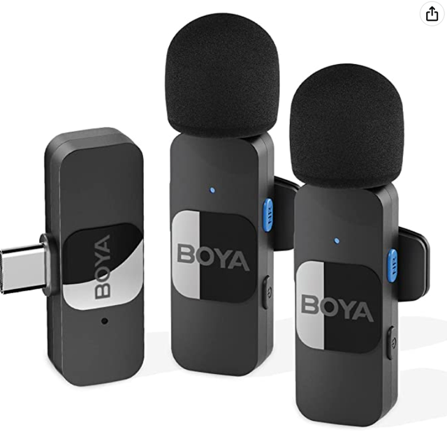 BOYA BY-V20 USB-C Wireless Microphone,Mini Lapel Mic with NoiseCancelling Compatibale with Android/Type-C Smartphone Laptop for