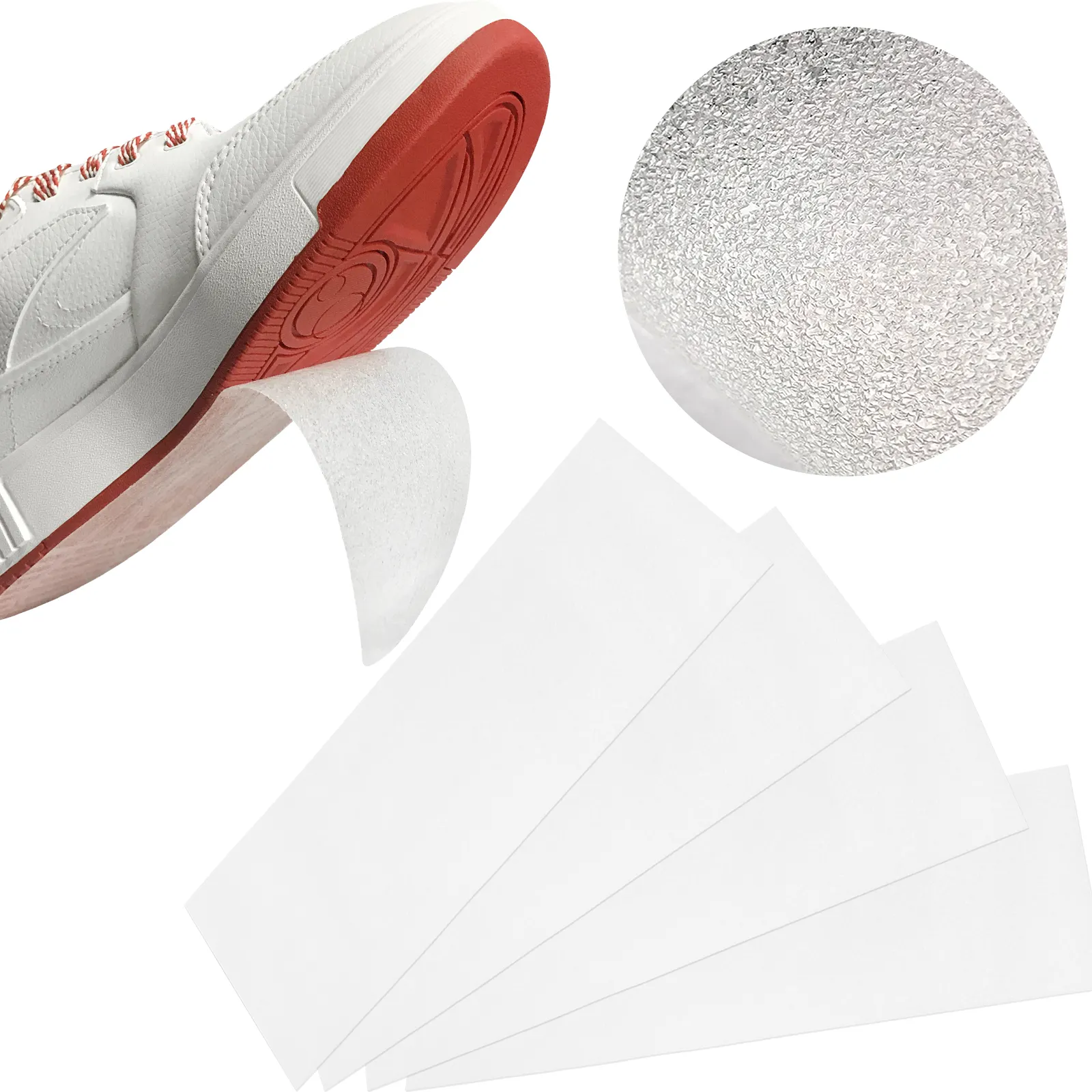 Kendinden yapışkanlı kaymaz kristal temiz ayakkabı taban koruyucu sneaker için yüksek topuk kırmızı alt ayakkabı çizmeler