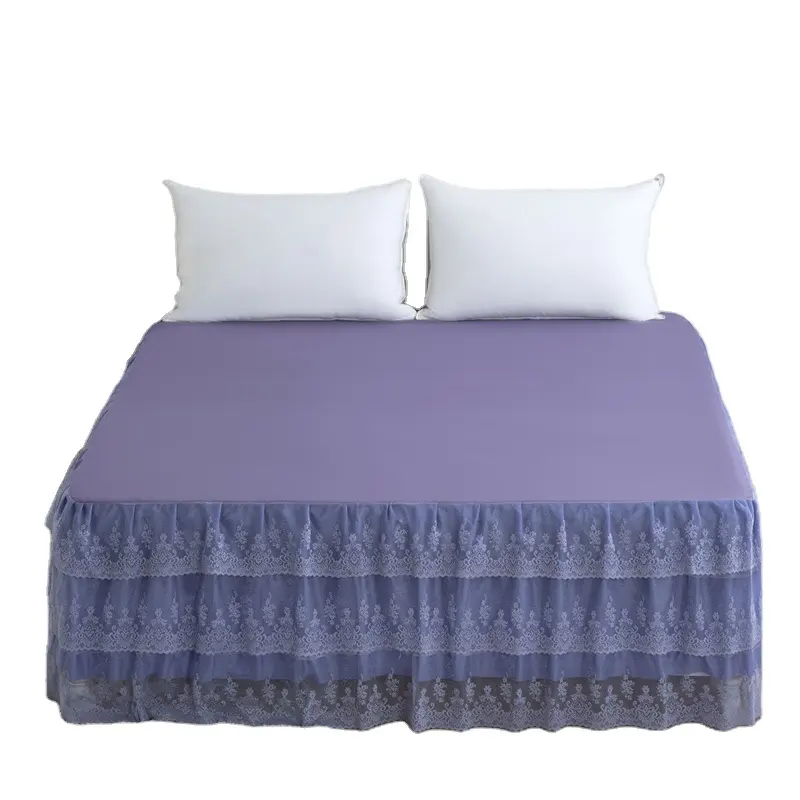 Luxury Six Color Bed Cover Microfiber Bed Skirt Hotel Home Bed Sheet Bedding Set