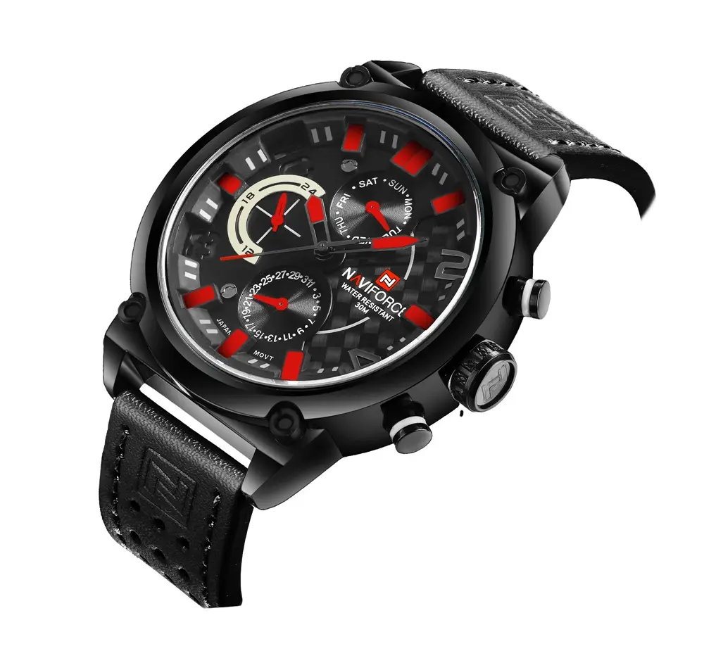 Naviforce 9068 Top Luxury Men Watches Fahsion Casual Leather Quartz Watch Men's Waterproof Sport Wristwatch Relogio Masculino