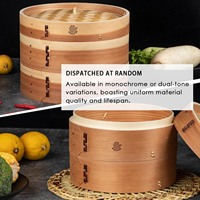 JUSEN Panier vapeur personnalisable en bois de cèdre et bambou avec couvercle en bambou, pour cuisinières à gaz et à induction, capacité 2L, lavage à la main uniquement, pour Dim Sum et Bao