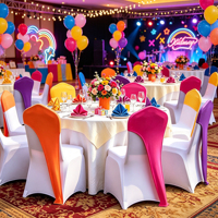 Décoration de banquet de mariage, nœuds de chaise en spandex couleur unie personnalisés, housses de chaise élastiques à jambe unique pour la décoration d'événements hôteliers