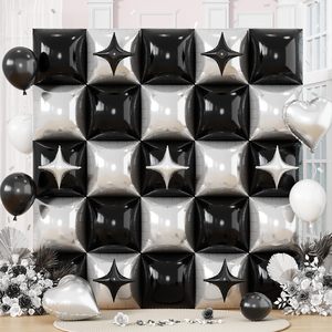 Set di Palloncini Quadrati in Foil Rosa, Viola, Nero, Rosso e Blu Cromati, Decorazioni per Feste di Compleanno, Baby Shower e Halloween - Product Image 3