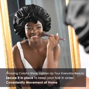 Amygirl Women's <b>Satin</b> Bonnet Sleeping Cap Tie Bands Long Stretchy Jersey Straps Silky <b>Hair</b> <b>Wraps</b> 12Inch 15 Colors - Product Image 6