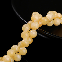 Perles de topaze jaune naturelle crémeuse, pierres rondes lisses, pierres brutes polies, cristal de jade pour bracelet bohème, bijoux DIY, lot