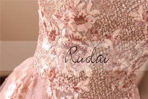 Ruolai PEV-L3055 neue A-Linie rosa Abendkleid Schlitz Seite mit Pailletten Blume <span class=keywords><strong>Prom</strong></span> Kleid - Product Image 6